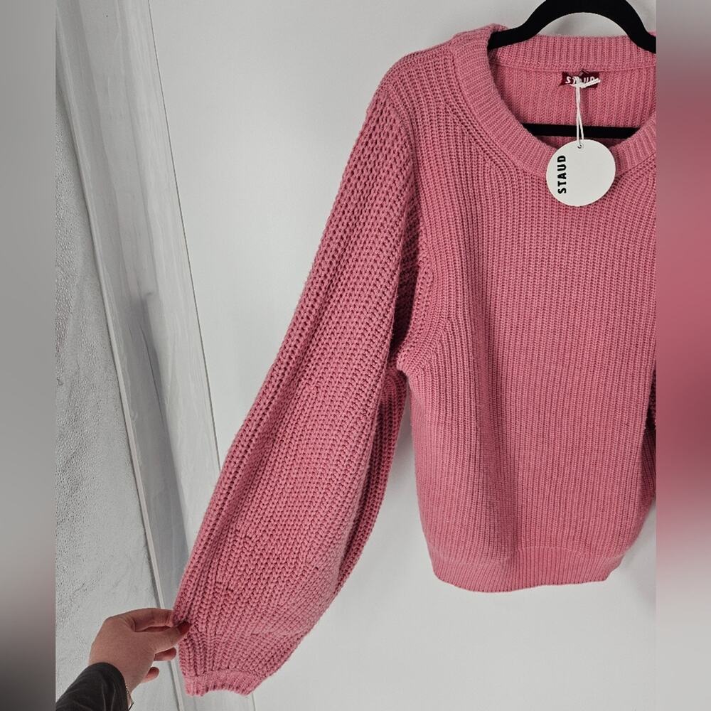 Staud Damask Pink Aura Bishop Sleeve Sweater L - Picture 3 of 8